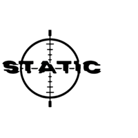 static logo on a black background